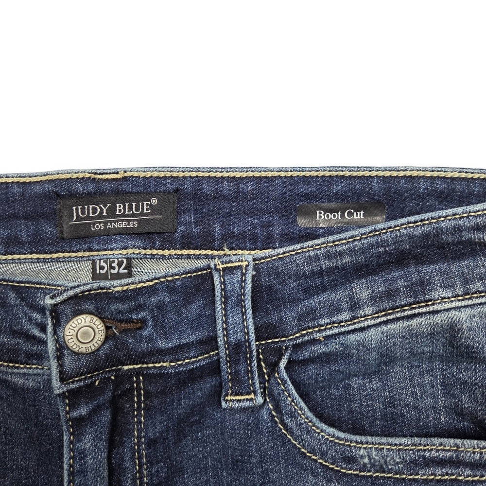 Judy Blue Bootcut Jeans Womens 32 Mid Rise Hand Sand and Destroy Distressed - Picture 10 of 11